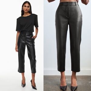 Aritzia Babaton Command Cropped Black Faux Leather Pants